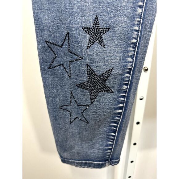 VIA RITINA Women's Denim Rhinestone Star Skinny Jeans Blue Size 10 - Picture 7 of 13